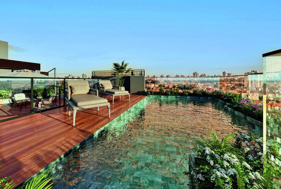 Piscina no rooftop do Encantos de Racquel